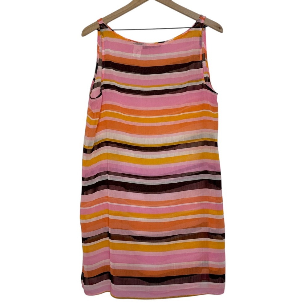 La Blanca Striped Sleeveless Sheer Swim Cover Up Size Medium